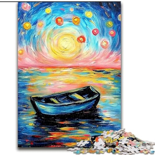 Puzzle für Erwachsene, 1000-teiliges Boots-Ölgemälde-Puzzle aus Holz, interaktives Familienspiel, geeignet für Kinder ab 14 Jahren (Größe 50x75cm) von WGLINGX