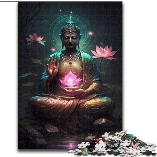 Puzzle für Erwachsene, 1000-teiliges Buddha-Holzpuzzle, ideal als Dekoration für Zuhause und Büro, Geburtstag (Größe 50x75cm) von WGLINGX
