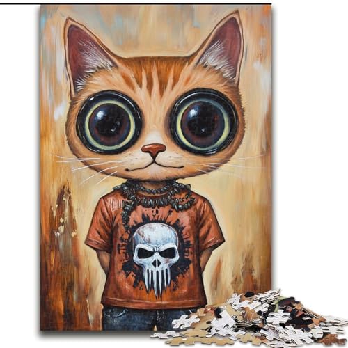 Puzzle für Erwachsene, 1000-teiliges Dark Cat-Puzzle, 1000 Teile für Erwachsene für Geburtstage, Feiertage und besondere Anlässe (Größe 50x75cm) von WGLINGX