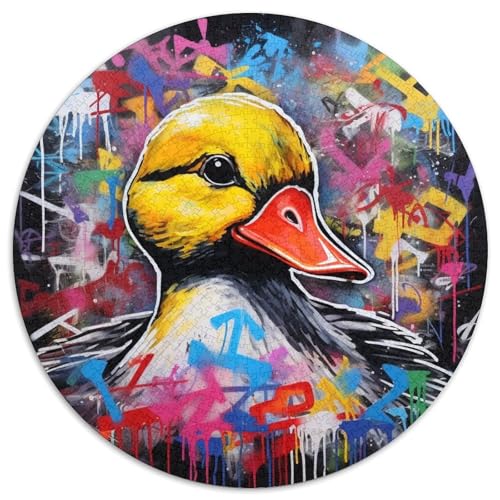 Puzzle für Erwachsene, 1000-teiliges Enten-Graffiti-Papier-Puzzle, rund, DIY-Dekoration, anspruchsvolle 67,5 x 67,5 cm Puzzle für Erwachsene, 1000-teiliges Enten-Graffiti-Papier-Puzzle, rund, DIY-Dekoration, anspruchsvolle 67,5 x 67,5 cm von WGLINGX