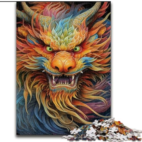 Puzzle für Erwachsene, 1000-teiliges Fantasy-Puzzle mit fliegendem Drachen, interaktives Familienspiel, Heimdekoration zum Selbermachen, herausforderndes Denkspiel als Geschenk (Größe 26x38cm) von WGLINGX