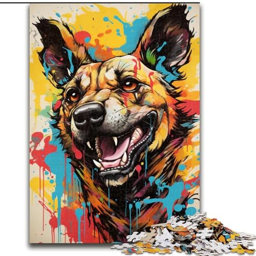 Puzzle für Erwachsene, 1000-teiliges Farbpuzzle mit Wildhunden, Heimdekoration, Familienspaß, ab 14 Jahren (Größe 26x38cm) von WGLINGX
