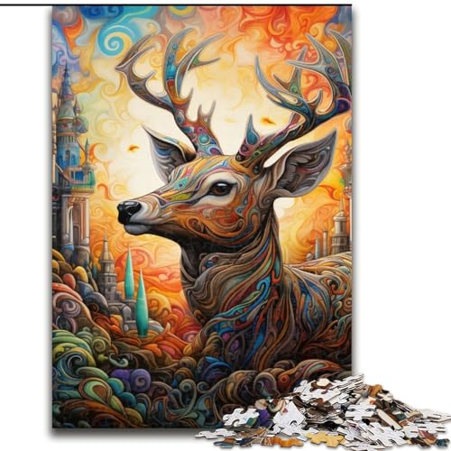 Puzzle für Erwachsene, 1000-teiliges Holzpuzzle mit Psychedelischer Hirschkunst, anspruchsvolles Denkspiel für Teenager, Spaß für die ganze Familie, DIY-Geschenk zur Heimdekoration (Größe 50x75cm) Puzzle für Erwachsene, 1000-teiliges Holzpuzzle mit Psychedelischer Hirschkunst, anspruchsvolles Denkspiel für Teenager, Spaß für die ganze Familie, DIY-Geschenk zur Heimdekoration (Größe 50x75cm) von WGLINGX