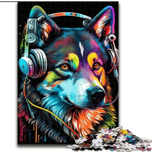 Puzzle für Erwachsene, 1000-teiliges Husky-Kopfhörer-Puzzle für Erwachsene, 1000-teilig, für Teenager und Familienspaß, (Größe 26x38cm) von WGLINGX