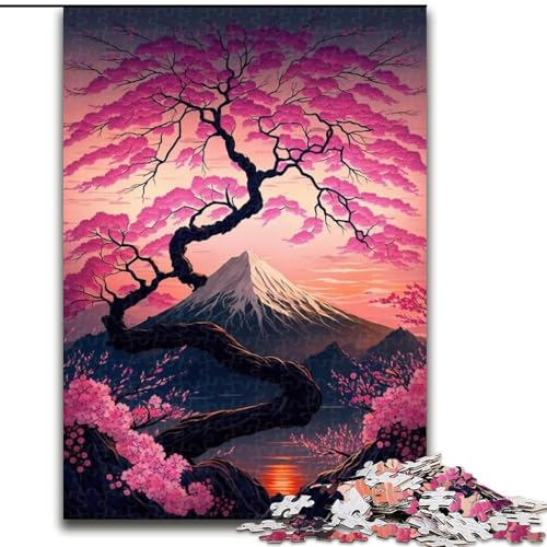 Puzzle für Erwachsene, 1000-teiliges Japanisches Kirschblüten-Puzzle für Erwachsene, Heimdekoration, Familienspaß, ab 14 Jahren (Größe 26x38cm) von WGLINGX
