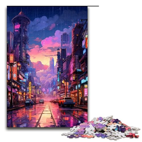 Puzzle für Erwachsene, 1000-teiliges Japanisches Straßenpuzzle für Erwachsene, Holzpuzzles, Familienspiele, Weihnachts- und Geburtstagsgeschenke (Größe 50 x 75 cm) von WGLINGX