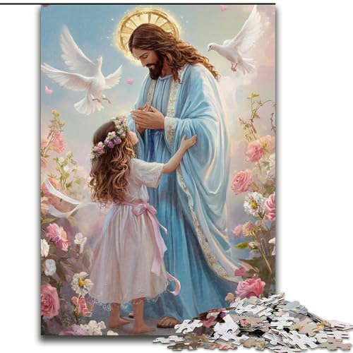 Puzzle für Erwachsene, 1000-teiliges Jesus-Puzzle aus Pappe, interaktives Familienspiel, geeignet für Kinder ab 14 Jahren (Größe 26x38cm) von WGLINGX