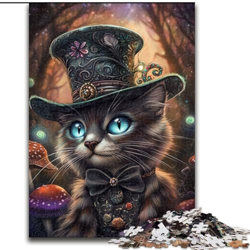 Puzzle für Erwachsene, 1000-teiliges Katzenkunst-Holzpuzzle, interaktives Familienspiel, geeignet für Kinder ab 14 Jahren (Größe 50x75cm) von WGLINGX