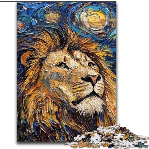 Puzzle für Erwachsene, 1000-teiliges Löwen-Nachthimmel-Puzzle für Erwachsene, Heimdekoration, Familienspaß, ab 14 Jahren (Größe 26x38cm) von WGLINGX