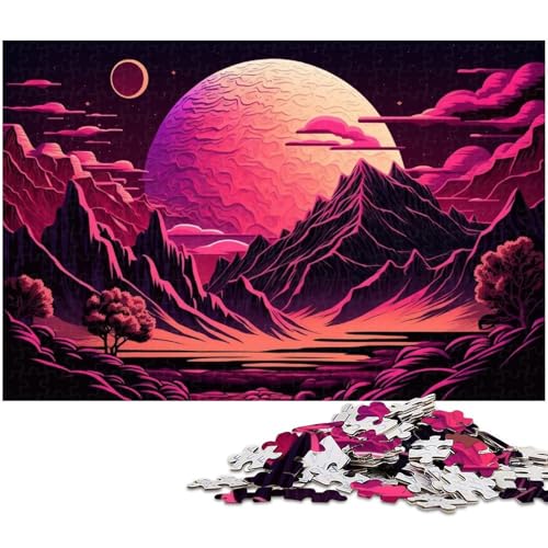 Puzzle für Erwachsene, 1000-teiliges Neon-Berg-Puzzle für Erwachsene, Holzpuzzles, Familienspiele, Weihnachts- und Geburtstagsgeschenke (Größe 50 x 75 cm) von WGLINGX