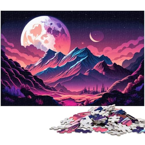 Puzzle für Erwachsene, 1000-teiliges Neon-Berg-Puzzle für Erwachsene, Papppuzzles, Familienspiele, Weihnachts- und Geburtstagsgeschenke (Größe 38 x 26 cm) von WGLINGX