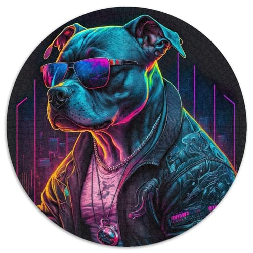 Puzzle für Erwachsene, 1000-teiliges Pitbull-Puzzle für Erwachsene für Jugendliche, Lernspiele, Geschenke (67,5x67,5cm) von WGLINGX