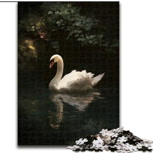 Puzzle für Erwachsene, 1000-teiliges Puzzle „Weißer Schwan“ für Erwachsene, 1000 Puzzles für die ganze Familie, Spaß beim Basteln, perfekt für Geburtstage, Feiertage (Größe 50x75cm) von WGLINGX