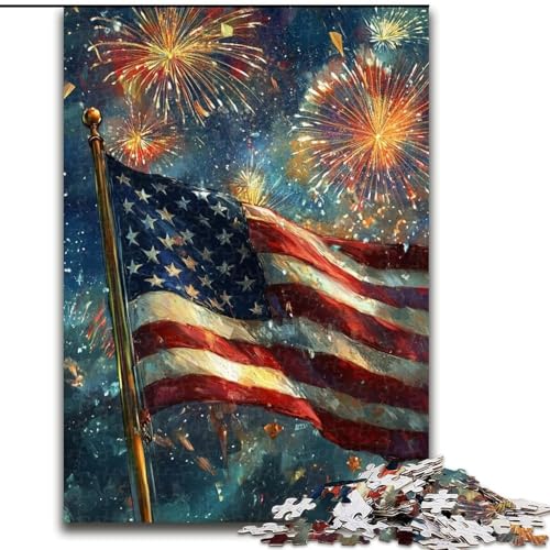 Puzzle für Erwachsene, 1000-teiliges Puzzle mit amerikanischer Flagge für Erwachsene, 1000 Puzzles für die ganze Familie, Spaß beim Basteln, perfekt für Geburtstage, Feiertage (Größe 26x38cm) von WGLINGX