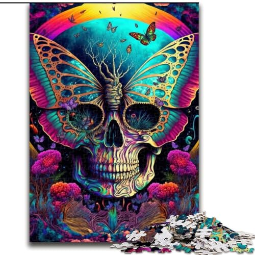 Puzzle für Erwachsene, 1000-teiliges Rosenschädel-Puzzle für Erwachsene, Heimdekoration, Familienspaß, ab 14 Jahren (Größe 50x75cm) von WGLINGX