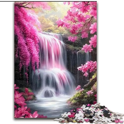 Puzzle für Erwachsene, 1000-teiliges Sakura-Wasserfall-Puzzle für Erwachsene, 1000 Puzzles für die ganze Familie, Spaß beim Basteln, perfekt für Geburtstage, Feiertage (Größe 26x38cm) von WGLINGX