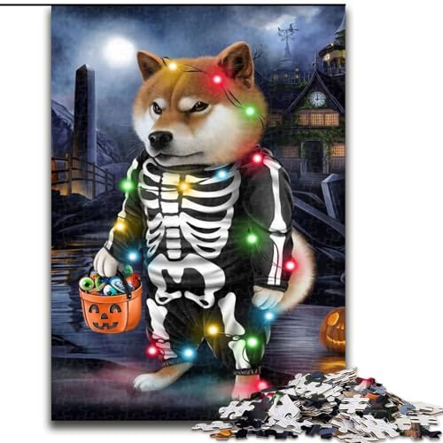 Puzzle für Erwachsene, 1000-teiliges Shiba-Hund-im-Totenkopf-Kostüm, Puzzle 1000 Teile für Erwachsene, unmögliches, schwieriges Herausforderungsspielzeug für Teenager (Größe 26x38cm) von WGLINGX