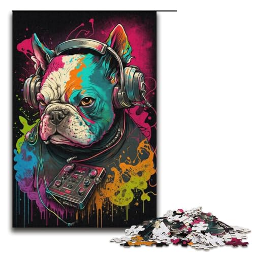 Puzzle für Erwachsene, 1000-teiliges Spiel „Bulldog“, Puzzle für Erwachsene, Kartonpuzzle, lustige Spiele (Größe 38 x 26 cm) von WGLINGX