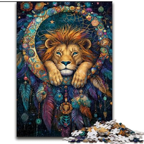 Puzzle für Erwachsene, 1000-teiliges Traumfänger-Löwe-Puzzle für Erwachsene, 1000 Puzzles für die ganze Familie, Spaß beim Basteln, perfekt für Geburtstage, Feiertage (Größe 50x75cm) von WGLINGX