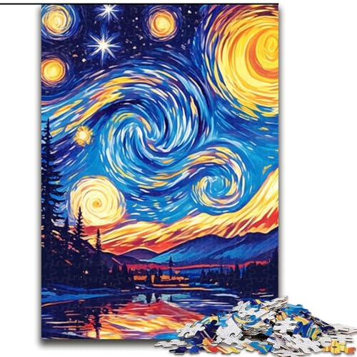 Puzzle für Erwachsene, 1000-teiliges Van-Gogh-Nachthimmel-Puzzle für Erwachsene, 1000-teilige Familienaktivität, Heimdeko-Geschenk, Familienspielzeugspiel (Größe 26x38cm) von WGLINGX