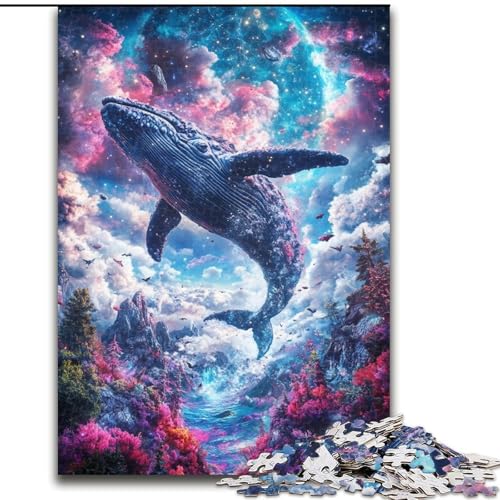 Puzzle für Erwachsene, 1000-teiliges Weltraumwal-Holzpuzzle, interaktives Familienspiel, geeignet für Kinder ab 14 Jahren (Größe 50x75cm) von WGLINGX