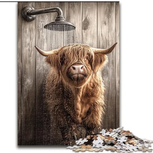 Puzzle für Erwachsene, 1000-teiliges Yak-Puzzle beim Baden, 1000 Puzzleteile für Erwachsene, Spaß für die ganze Familie, Basteln, perfekt für Geburtstage, Feiertage (Größe 50x75cm) von WGLINGX