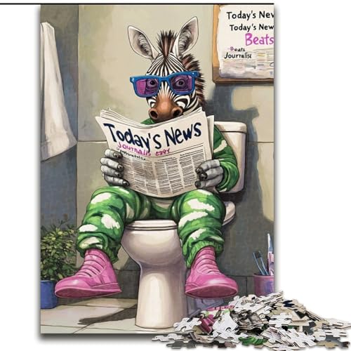 Puzzle für Erwachsene, 1000-teiliges Zebra Go Toilet-Puzzle für Erwachsene, 1000, Geburtstage, Feiertage und Heimdekoration (Größe 38x26cm) von WGLINGX