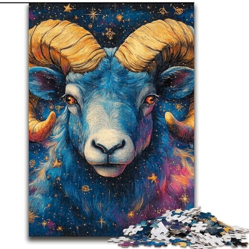 Puzzle für Erwachsene, 1000-teiliges Ziegen-Holzpuzzle, interaktives Familienspiel, geeignet für Kinder ab 14 Jahren (Größe 50x75cm) von WGLINGX