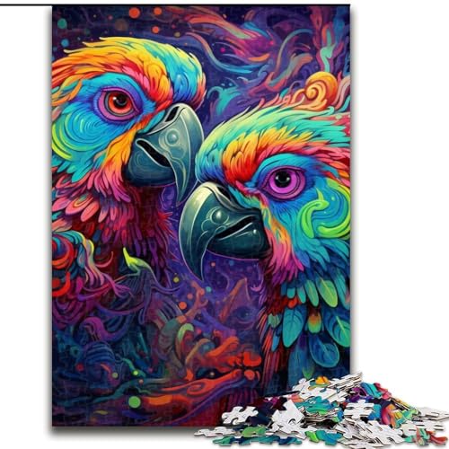 Puzzle für Erwachsene, 1000-teiliges buntes Papageien-Puzzle für Erwachsene, ideal für Büro, Schlafzimmer, Wohnzimmerdekoration (Größe 26x38cm) von WGLINGX