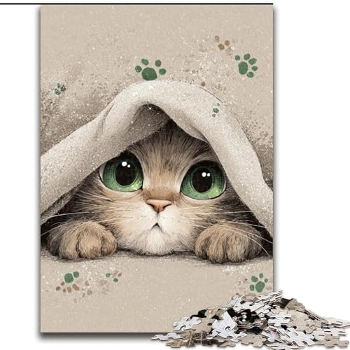 Puzzle für Erwachsene, 1000-teiliges süßes Kätzchen-Holzpuzzle, interaktives Familienspiel, geeignet für Kinder ab 14 Jahren (Größe 50x75cm) von WGLINGX