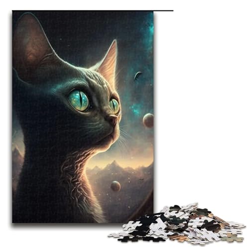Puzzle für Erwachsene, Alien-Katzen-Puzzle, 1000 Teile, für Erwachsene, 75 x 50 cm von WGLINGX