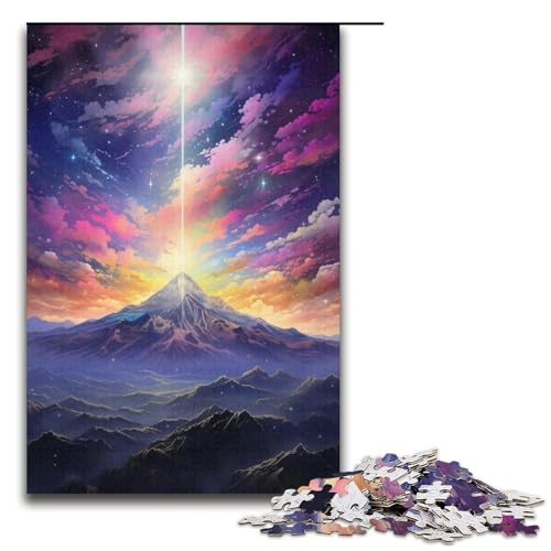 Puzzle für Erwachsene, Berg mit bunten Sternen, 1000-teiliges Puzzlespiel aus Papier, Puzzle für Erwachsene (Größe 38 x 26 cm) von WGLINGX