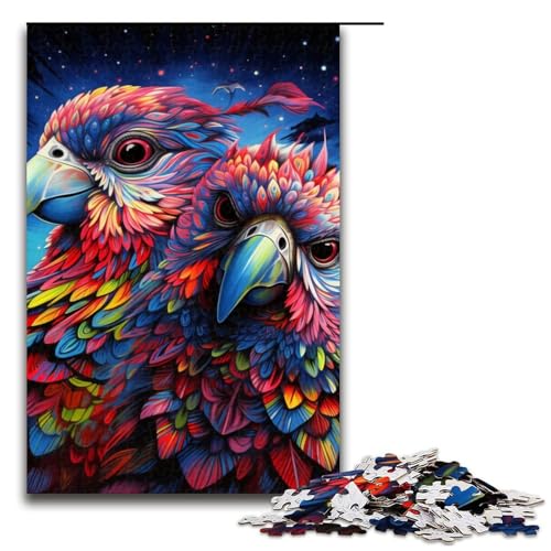Puzzle für Erwachsene, Bunter Papagei, 1000-teiliges Puzzlespiel, Holzpuzzle für Erwachsene (Größe 50 x 75 cm) von WGLINGX