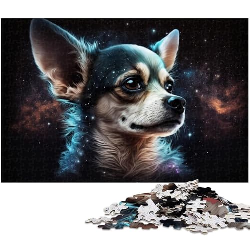 Puzzle für Erwachsene, Cosmic Art Chihuahua, Puzzle für Erwachsene, 1000 Teile, Holzpuzzle (Größe 50 x 75 cm) von WGLINGX
