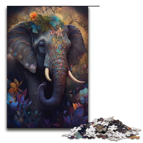 Puzzle für Erwachsene, Dschungel-Elefant, Puzzle für Erwachsene, 1000 Teile, Papppuzzle für Teenager, Spielzeug, Denkspiel (Größe 38 x 26 cm) von WGLINGX
