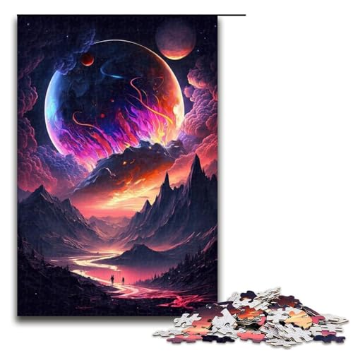 Puzzle für Erwachsene, Fantasy-Planetenlandschaft, Puzzle 1000 Teile für Erwachsene, Holzpuzzle (Größe 50 x 75 cm) von WGLINGX