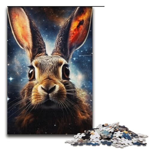 Puzzle für Erwachsene, Galaxien, Kaninchen, Puzzle für Erwachsene, 1000 Teile, Papppuzzle für Teenager, Spielzeug, Denkspiel (Größe 38 x 26 cm) von WGLINGX