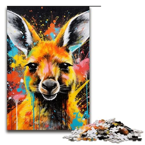 Puzzle für Erwachsene, Känguru-Puzzle für Erwachsene, 1000 Teile, Holzpuzzle für Teenager, Spielzeug, Denkspiel (Größe 50 x 75 cm) von WGLINGX