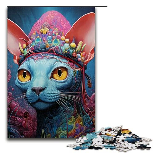 Puzzle für Erwachsene, Katzen-Puzzle, 1000 Teile, Holzpuzzle, 50 x 75 cm von WGLINGX