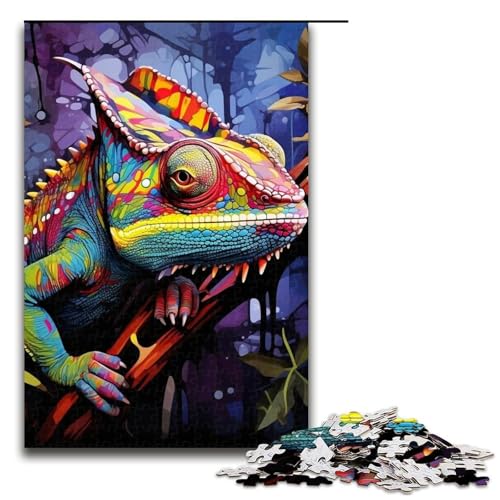 Puzzle für Erwachsene, Kunst-Chamäleon-Puzzle, 1000 Teile, für Erwachsene, 75 x 50 cm von WGLINGX