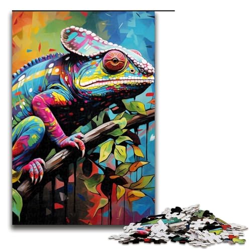 Puzzle für Erwachsene, Kunst-Chamäleon-Puzzle, 1000 Teile, für Erwachsene, 75 x 50 cm von WGLINGX