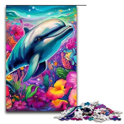 Puzzle für Erwachsene, Kunst-Delfin-Puzzle, 1000 Teile, für Erwachsene, 75 x 50 cm von WGLINGX