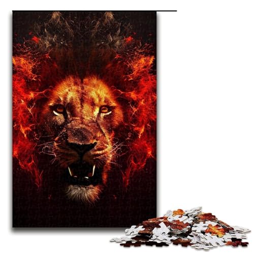Puzzle für Erwachsene, Löwen-Puzzle für Erwachsene, 1000 Teile, Holzpuzzle für Teenager, Spielzeug, Denkspiel (Größe 50 x 75 cm) von WGLINGX