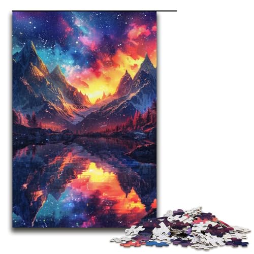 Puzzle für Erwachsene, Mountain Aurora, 1000-teiliges Puzzlespiel, Holzpuzzle für Erwachsene (Größe 50 x 75 cm) von WGLINGX