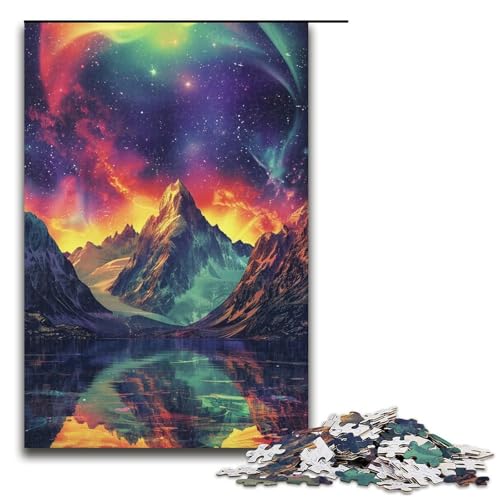Puzzle für Erwachsene, Mountain Aurora, 1000-teiliges Puzzlespiel, Holzpuzzle für Erwachsene (Größe 50 x 75 cm) von WGLINGX