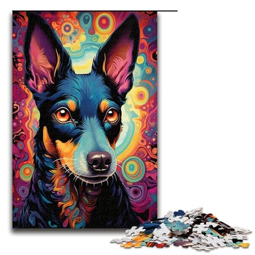 Puzzle für Erwachsene, Psychedelic Dog, Puzzles für Erwachsene, 1000 Teile, Holzpuzzle für Teenager, Spielzeug, Denkspiel (Größe 50 x 75 cm) von WGLINGX