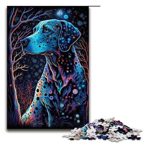 Puzzle für Erwachsene, Psychedelischer Dalmatiner, Puzzle für Erwachsene, 1000 Teile, Holzpuzzle für Teenager, Spielzeug, Denkspiel (Größe 50 x 75 cm) von WGLINGX