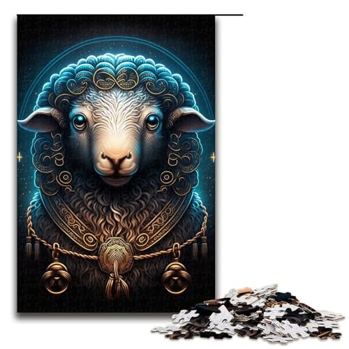Puzzle für Erwachsene, Schaf-Puzzle für Erwachsene, 1000 Teile, Holzpuzzle für Teenager, Spielzeug, Denkspiel (Größe 50 x 75 cm) von WGLINGX