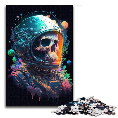 Puzzle für Erwachsene, Skelett-Astronauten-Puzzle für Erwachsene, 1000 Teile, Holzpuzzle für Teenager, Spielzeug, Denkspiel (Größe 50 x 75 cm) von WGLINGX