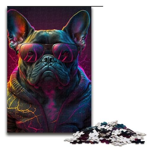 Puzzle für Erwachsene, Sofortdruck, Frenchie-Puzzles für Erwachsene, 1000 Teile, Holzpuzzle für Teenager, Spielzeug, Denkspiel (Größe 50 x 75 cm) von WGLINGX